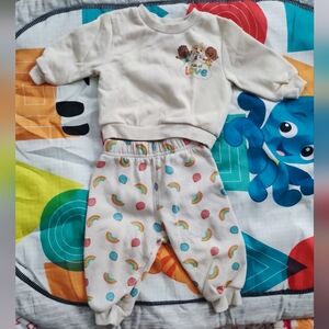 CoComelon Cream Rainbow & Balloon Baby Sweatshit & Joggers Set